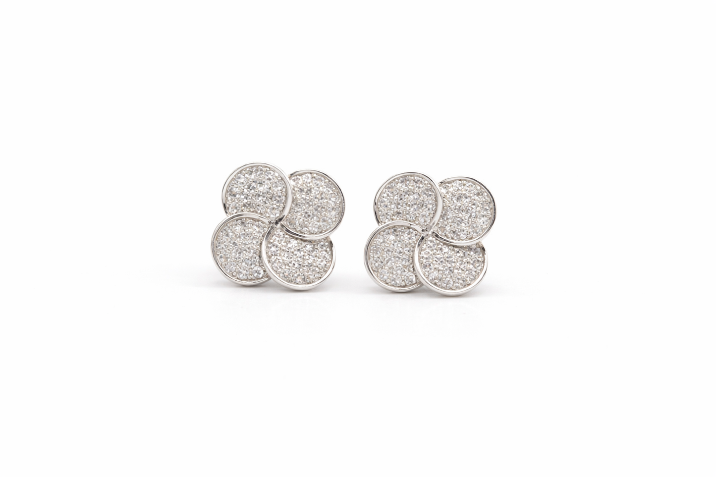 Silver Clover Flower Earrings