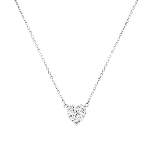 Silver Heart Diamond Necklace