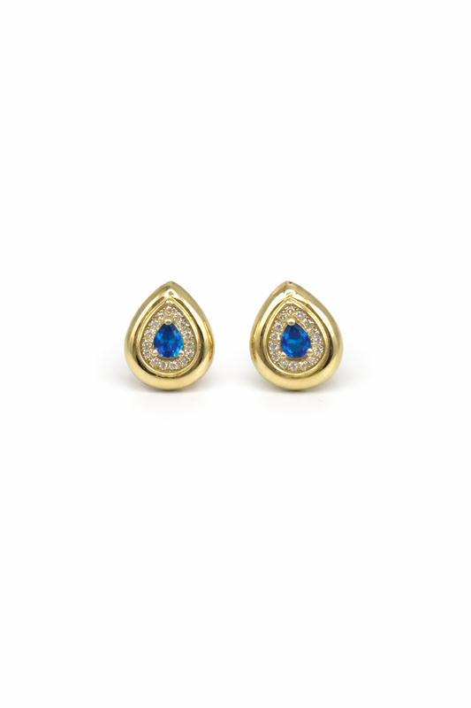 Gold Tear Diamond & Garnet Earrings