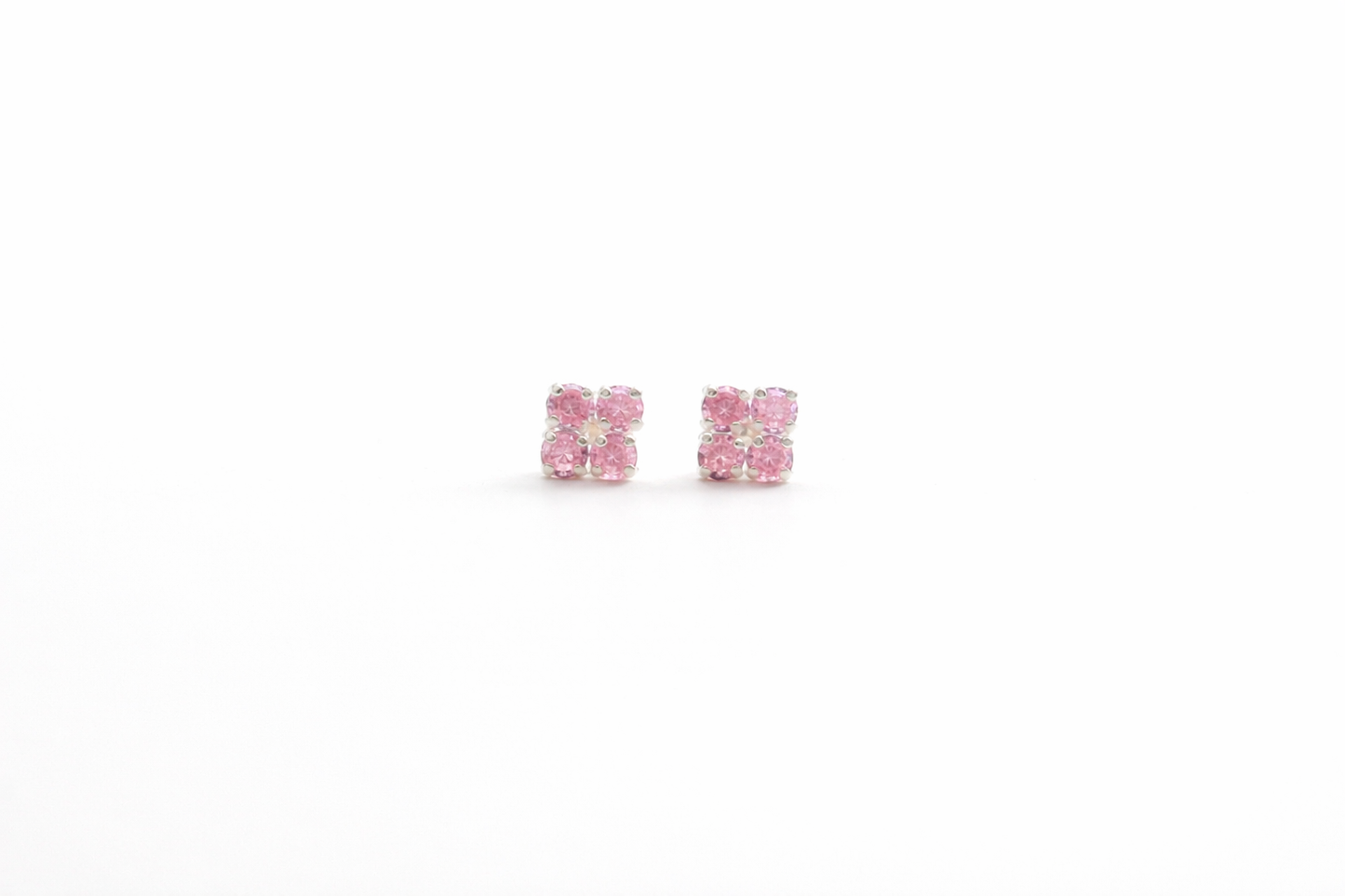 Kids 4-Diamond Flower Screw Back Earrings