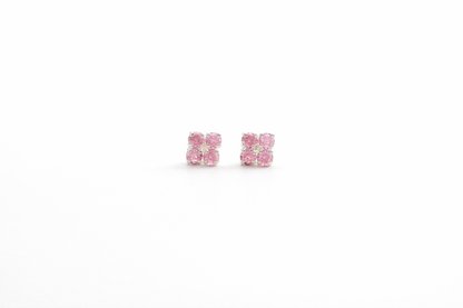 Kids 4-Diamond Flower Screw Back Earrings