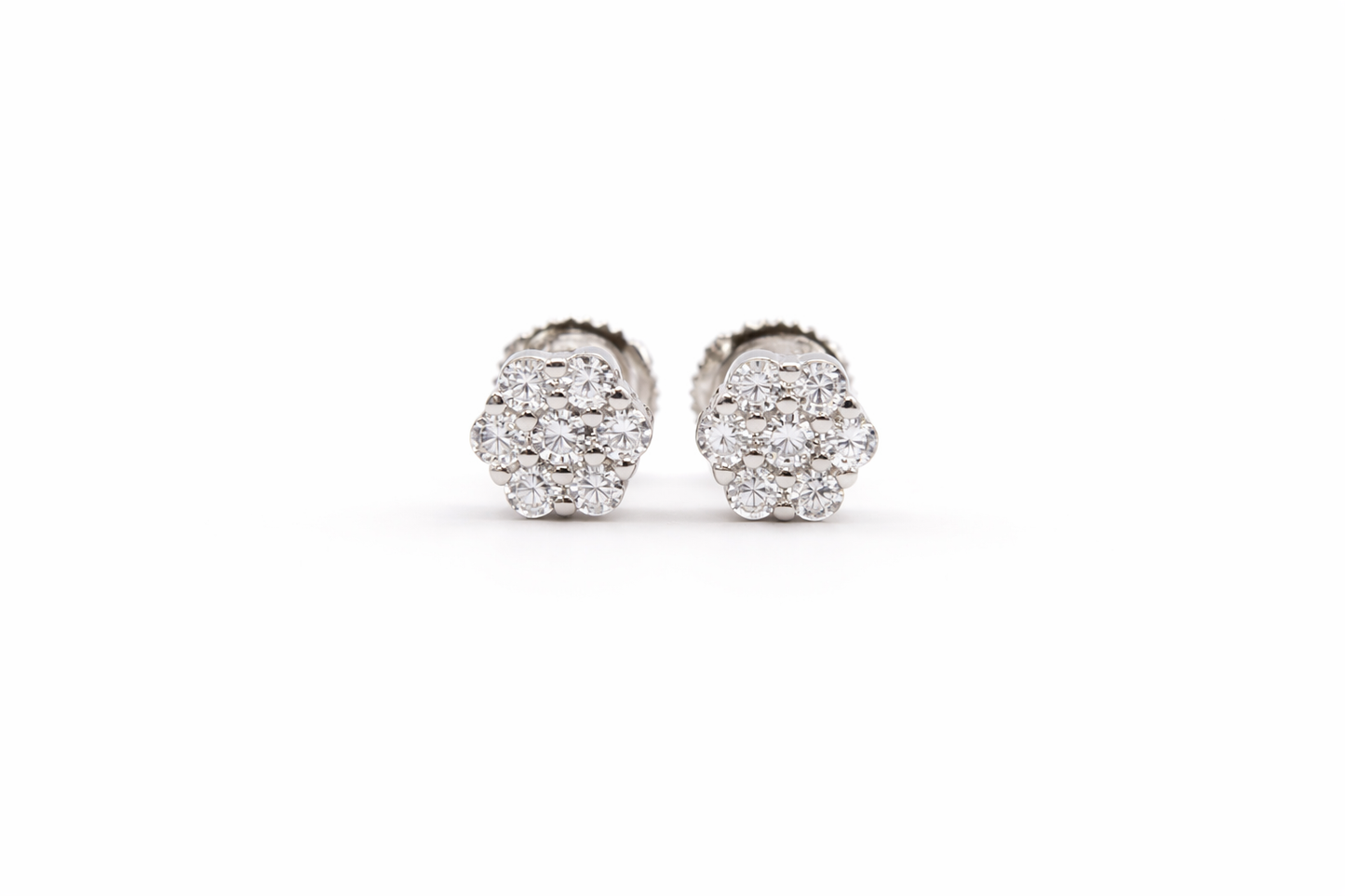 Flower Diamond Screw-Back Earrings