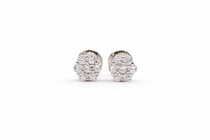 Flower Diamond Screw-Back Earrings