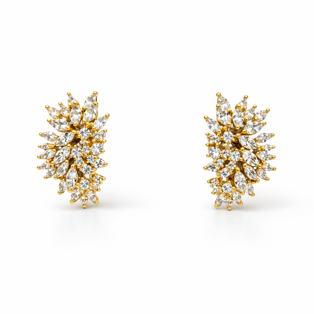 Diamond Cluster Stud Earrings