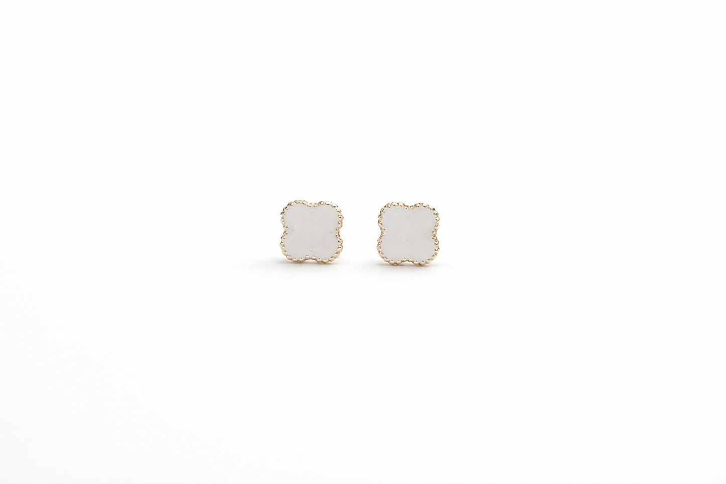 Kids Silver Clover Screw Back Earrings