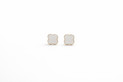 Kids Silver Clover Screw Back Earrings