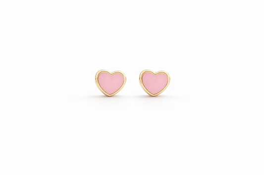 Kids Light Pink Heart Earrings