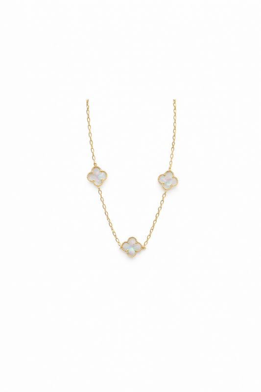 Kids Mother Pearl Clover Necklace