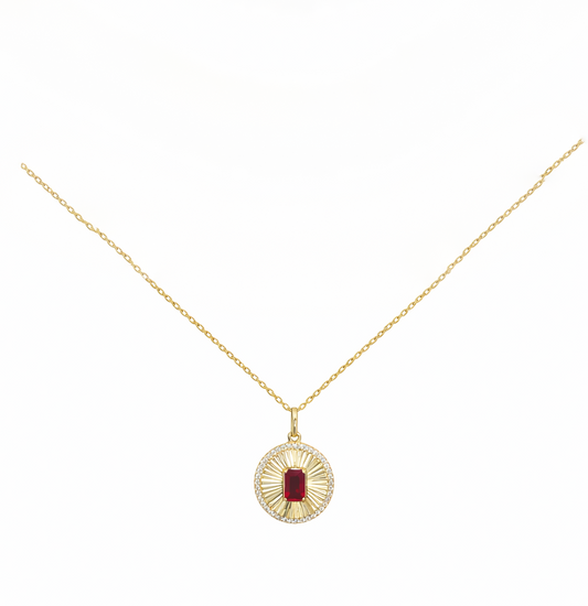 Gold Pink Garnet Necklace
