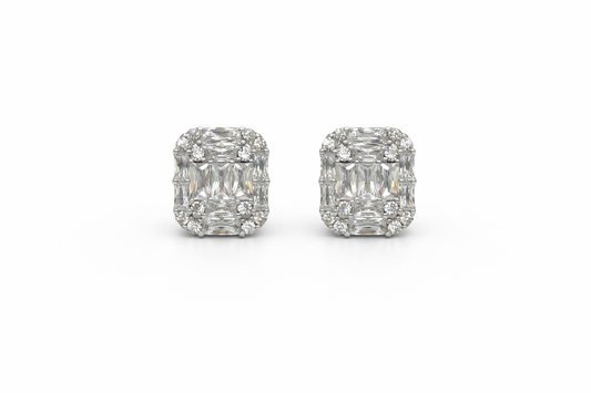 Sparkling Rectangle Diamond Studs