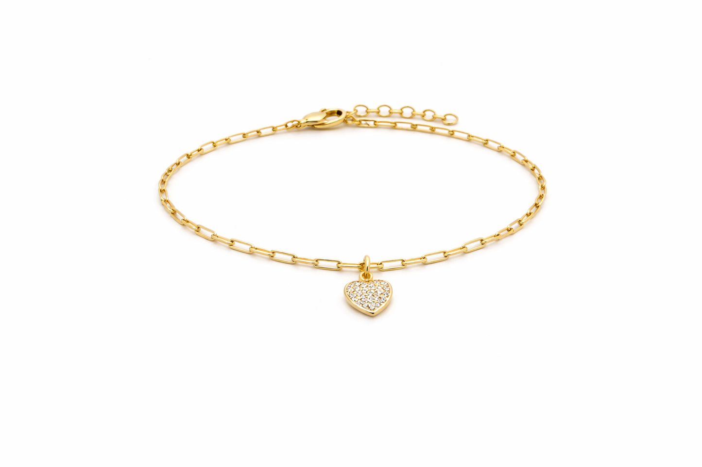 Kids Paperclip Heart Charm  Bracelet
