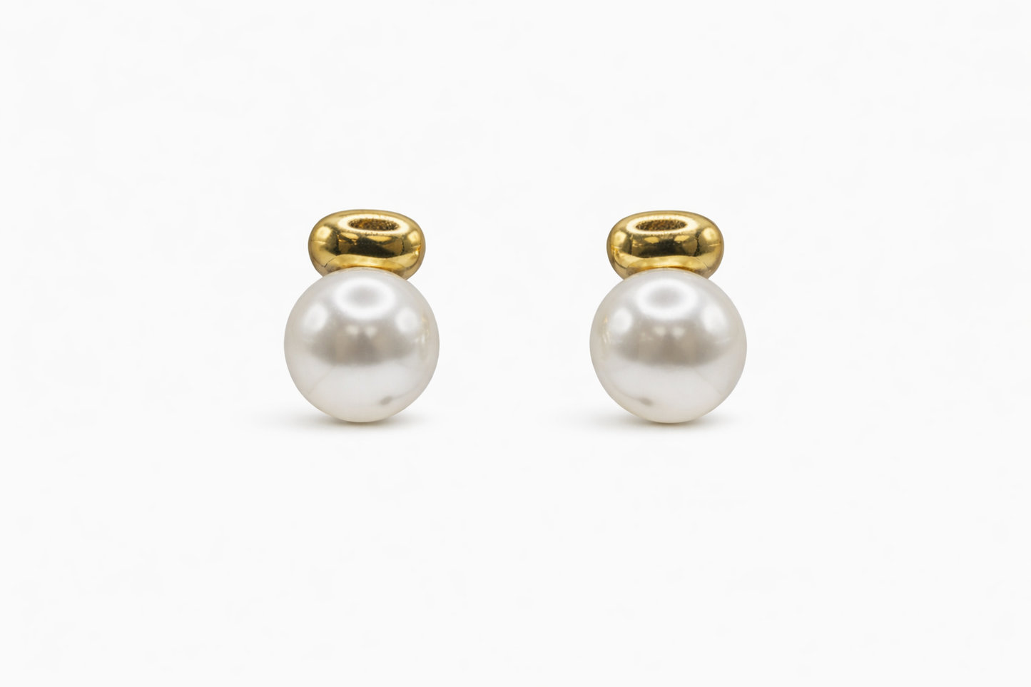 Gold Post Hanging Pearl Earrings