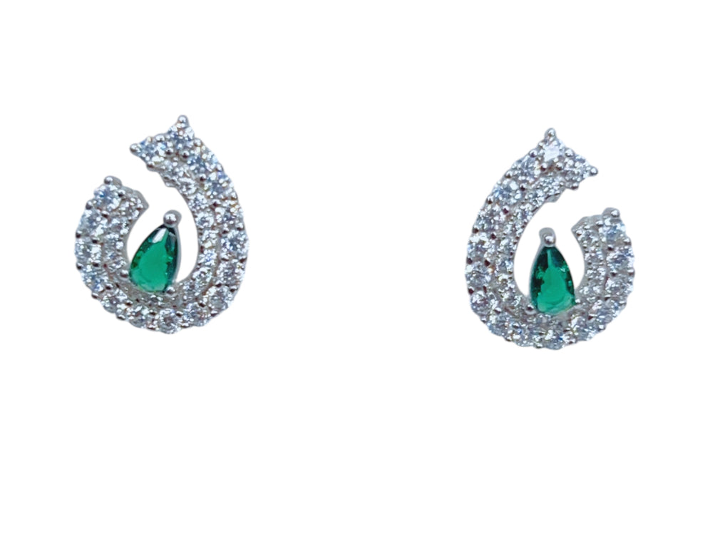 Emerald Tear Diamond Earrings