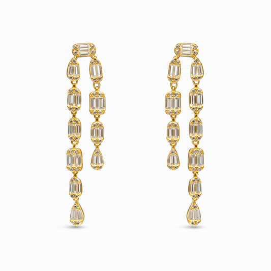 Multi-Shape Diamond Double Strand Earrings