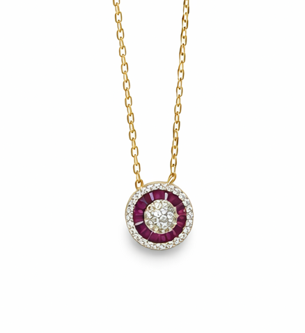Pink Diamond Circle Necklace