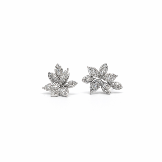 Diamond Leaf Cluster Earrings