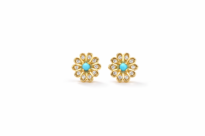 Kids Flower Turquoise Stone Earrings