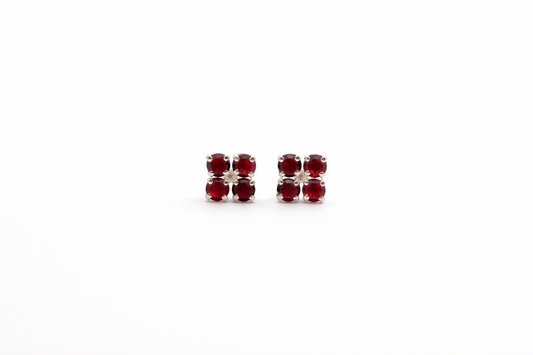 Kids 4-Diamond Flower Screw Back Earrings