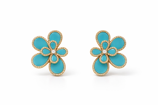 Turquoise Half Flower Earrings