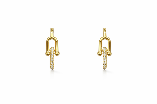 Horseshoe Chain Drop Earrings