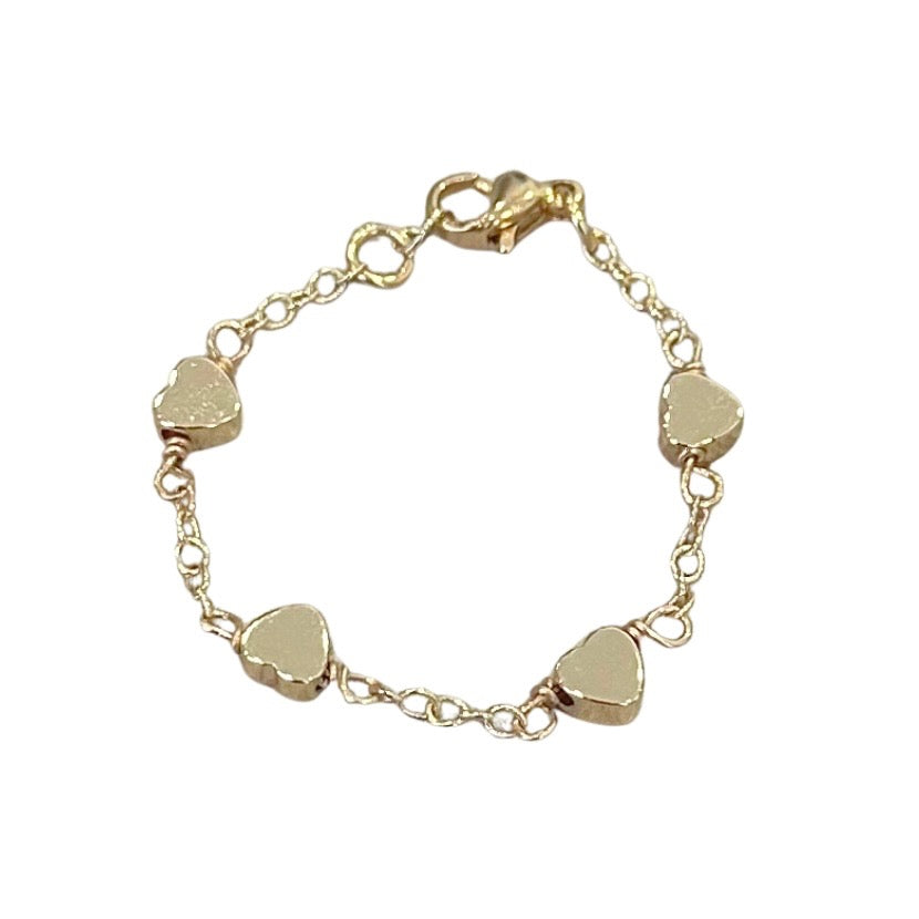 Kids Gold heart Beaded Charm Bracelet