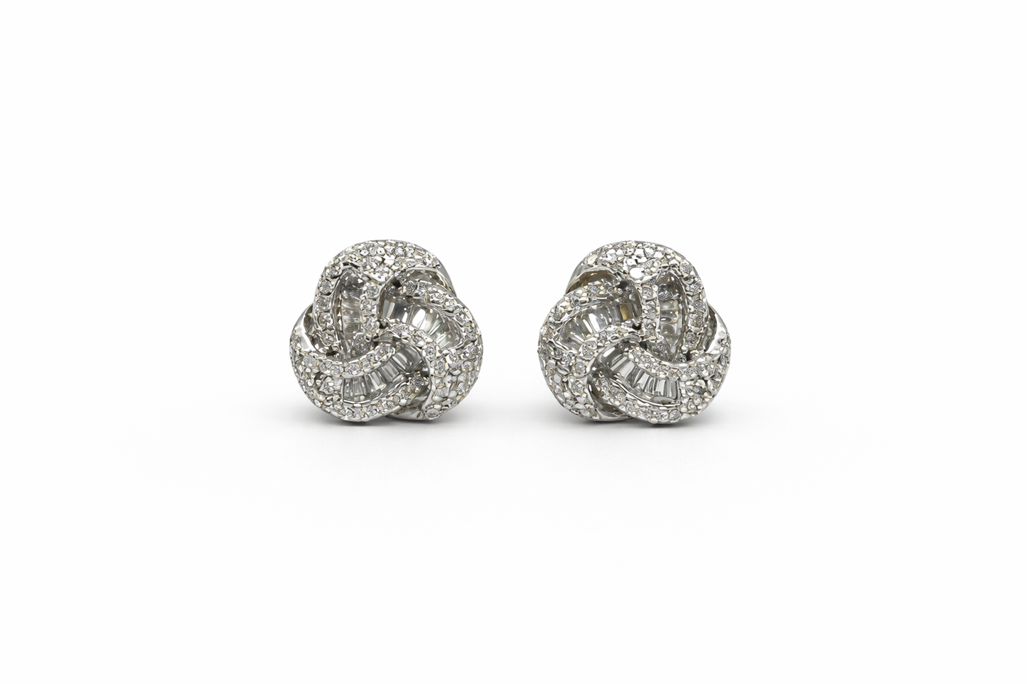 Silver Diamond Knot Earrings
