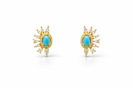 Turquoise Half Diamond Border Earrings