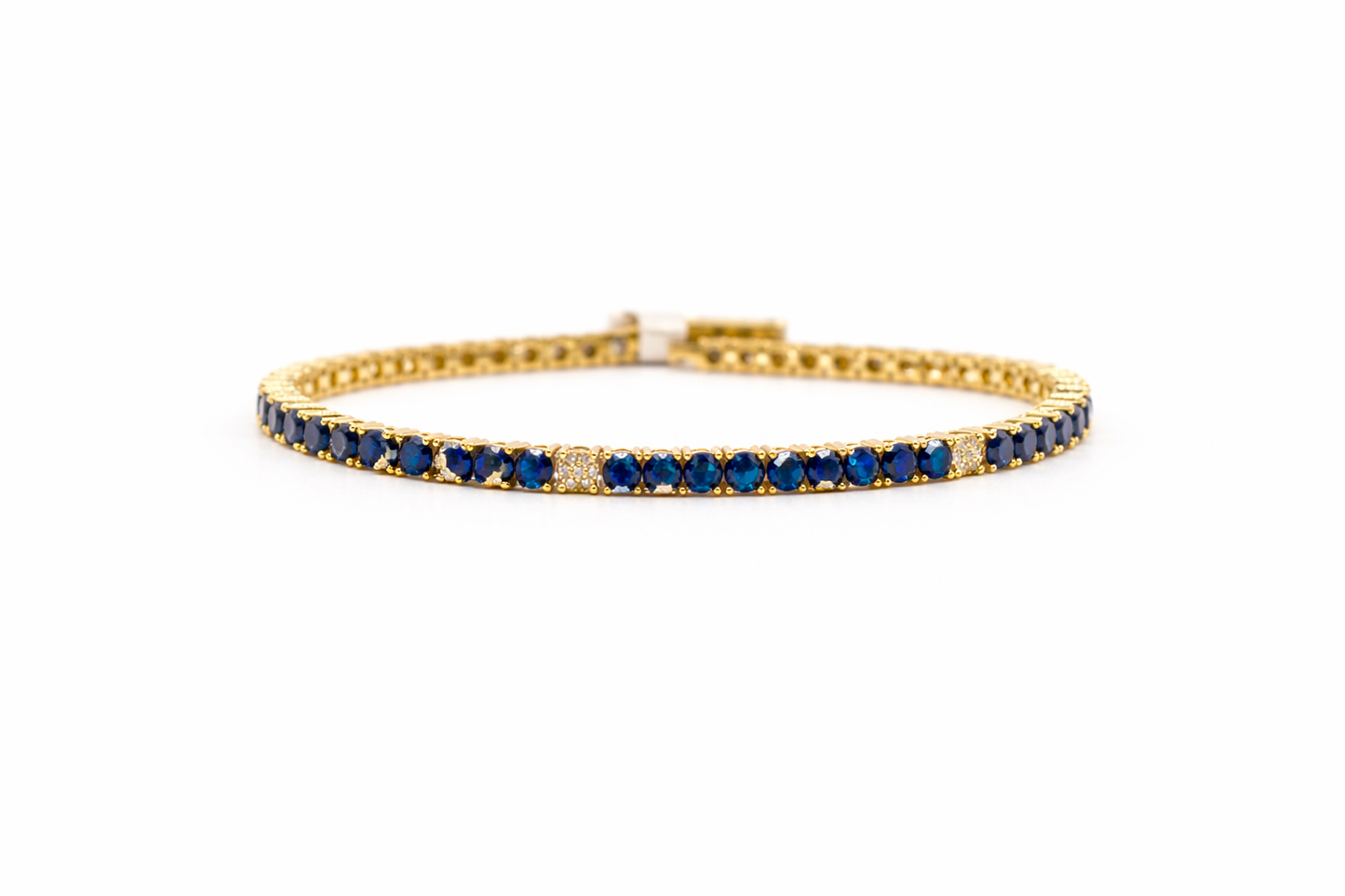 Big Sapphire Silver Tennis Bracelet