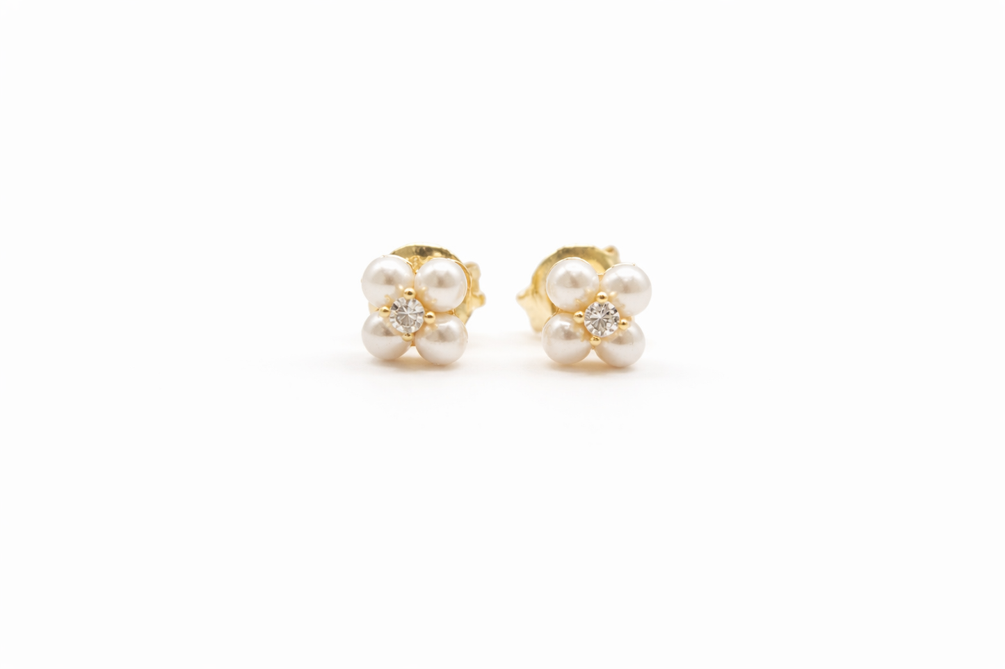 Kids Clover Pearl Diamond Studs