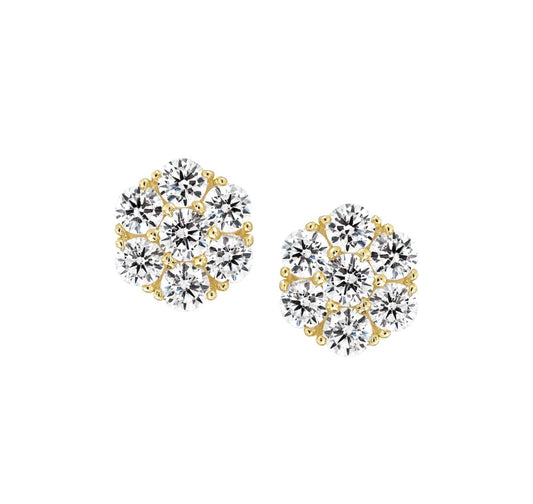 Flower Diamond Screw-Back Earrings