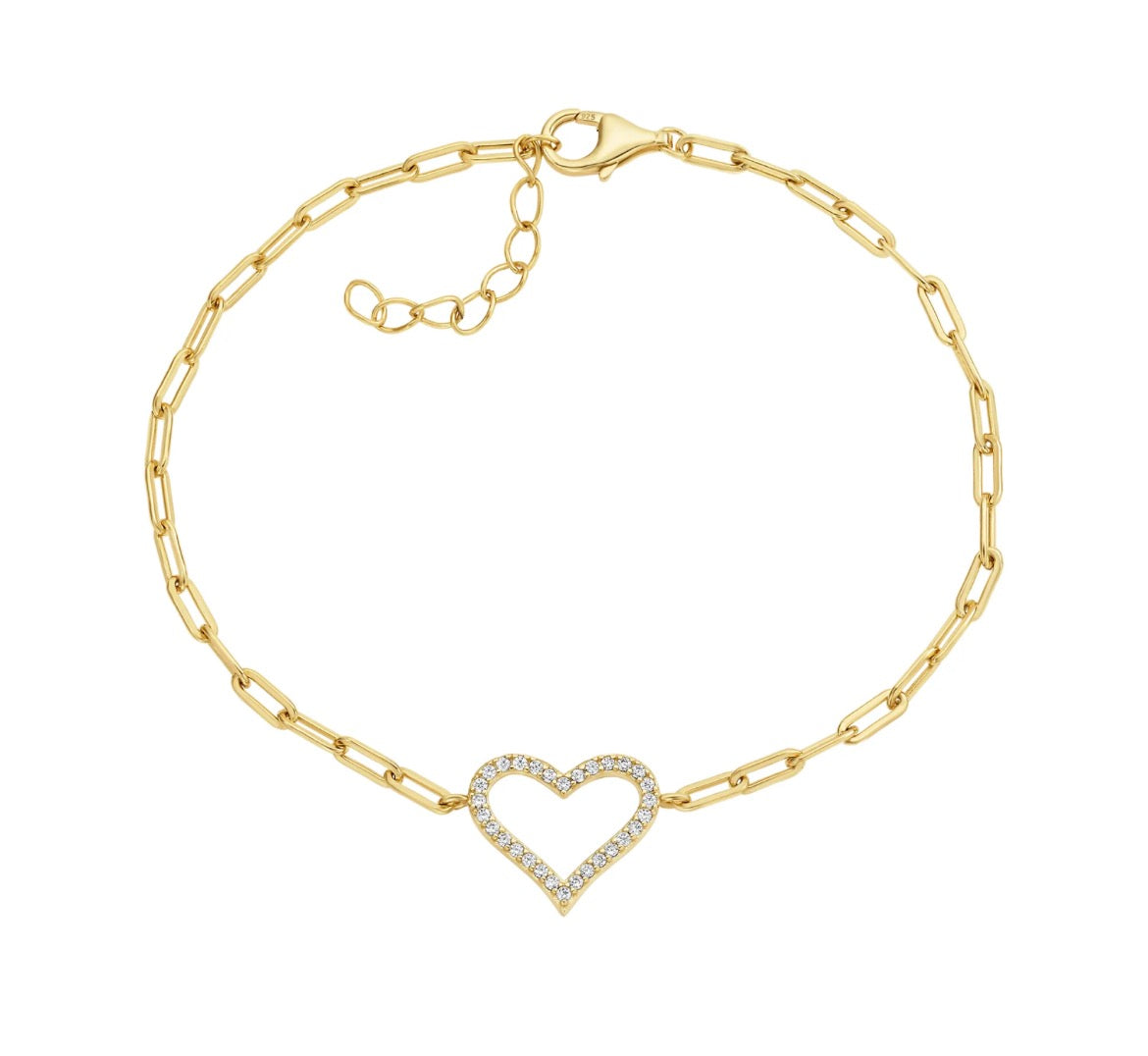 Trendy Link Heart Paperclip Bracelet