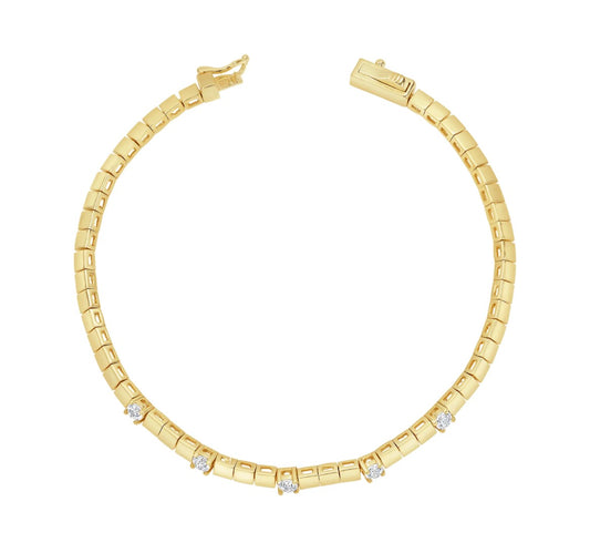 Five Stone Square Link Bracelet
