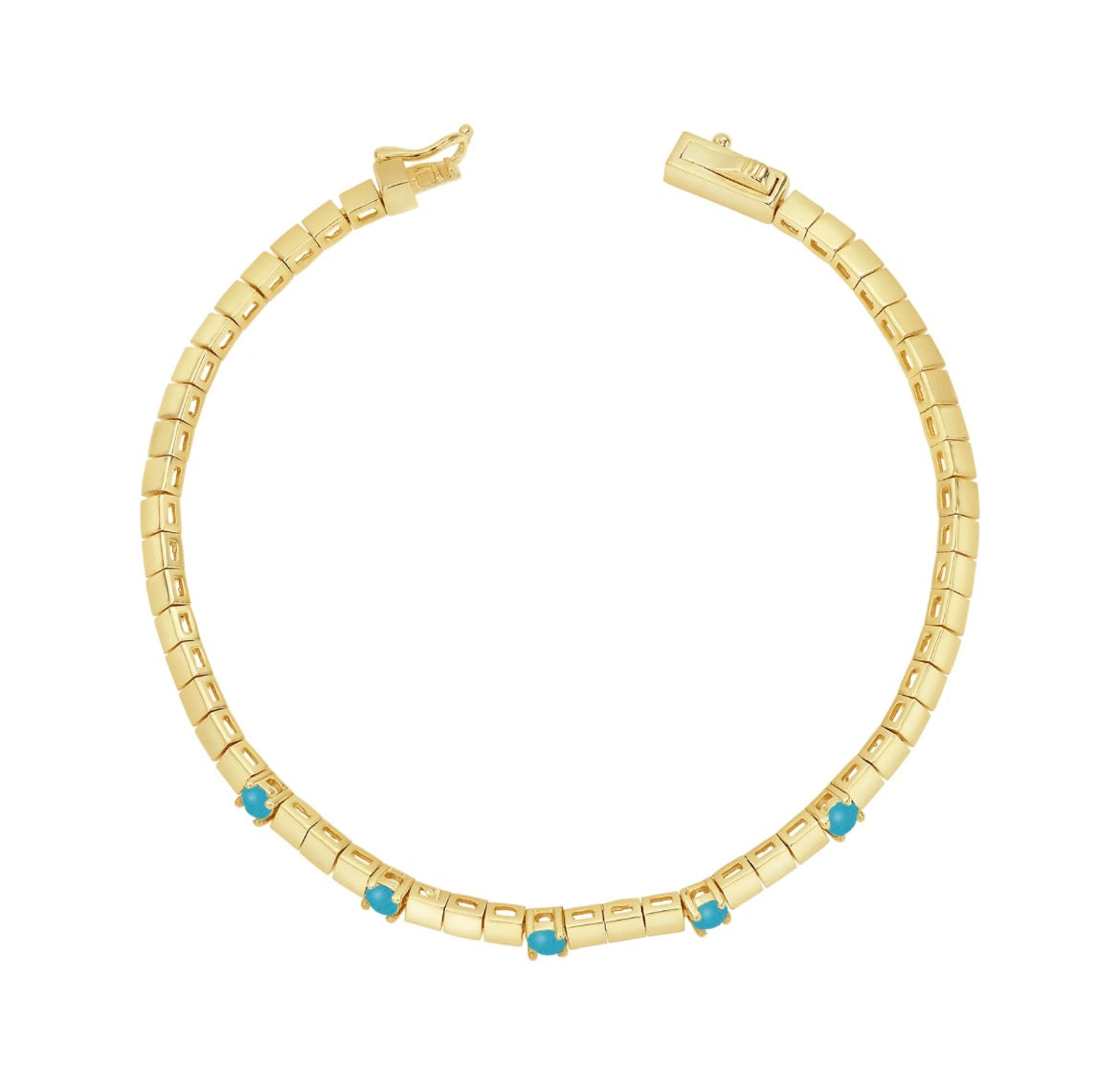 Five Stone Square Link Bracelet