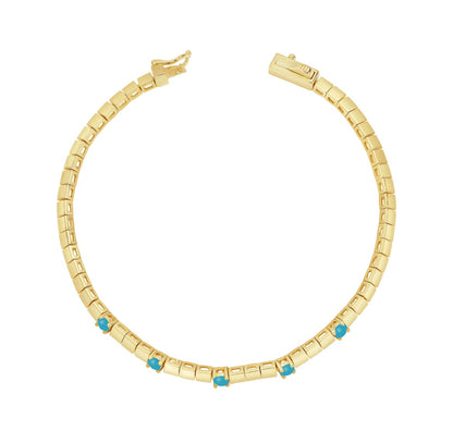Five Stone Square Link Bracelet