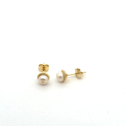 Kids Pearl Earrings with Gold Border