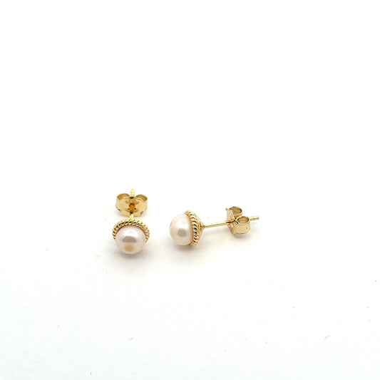 Kids Pearl Earrings with Gold Border