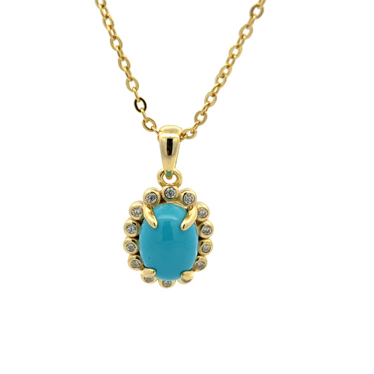 Oval Turquoise Pendant Necklace