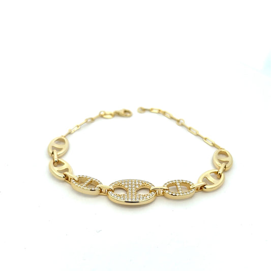 Pave Circle Link Bracelet