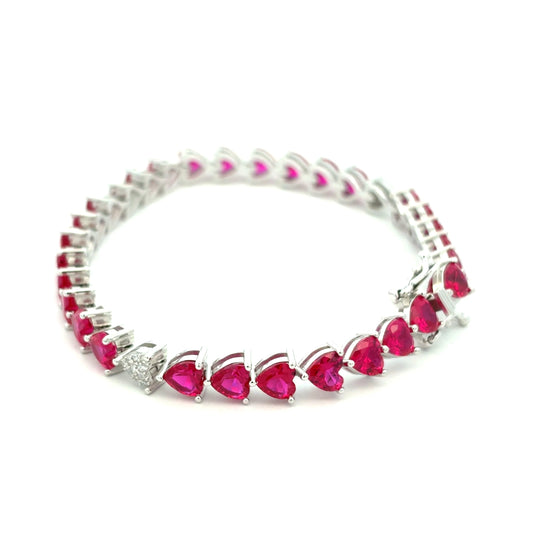 Ruby Heart Tennis Bracelet
