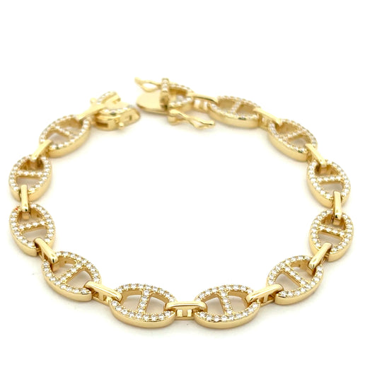Pave Circle Link Moissanite Bracelet