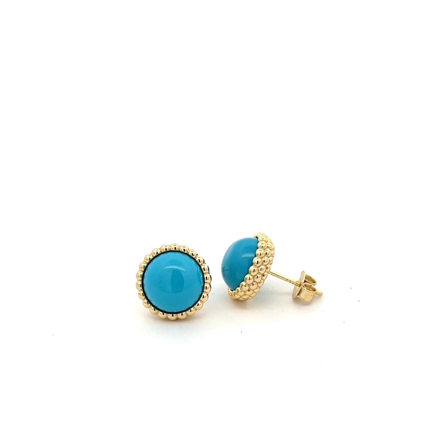 Turquoise Earrings Gold Ball Border