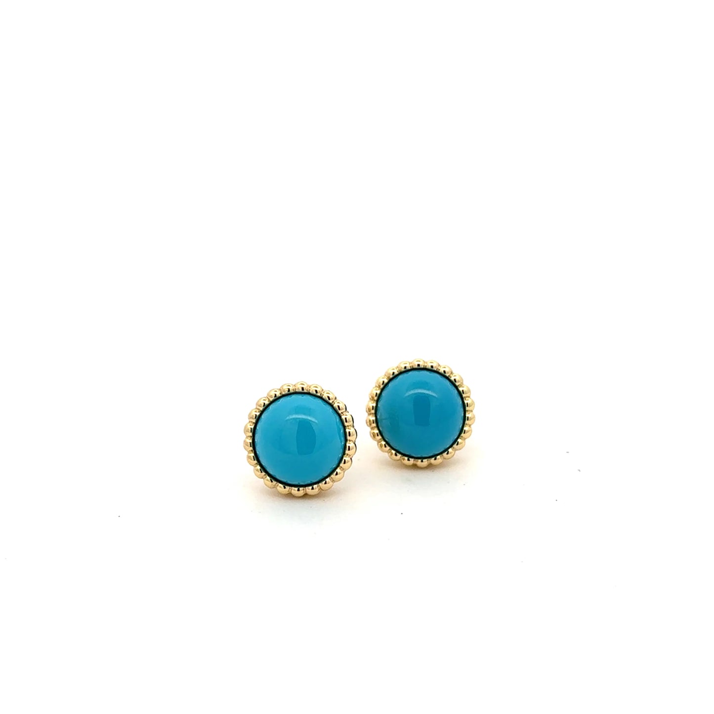 Turquoise Earrings Gold Ball Border