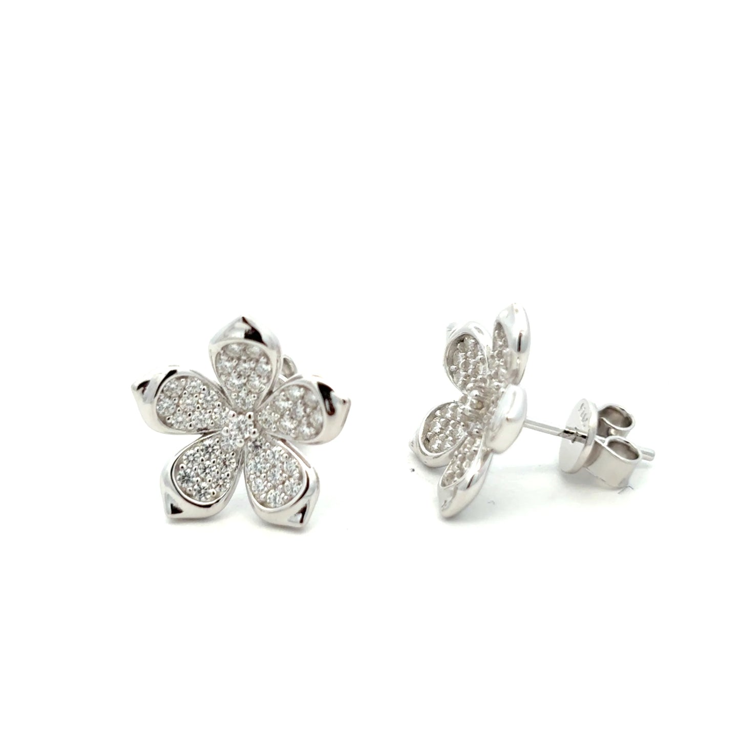 Pave Flower Earrings