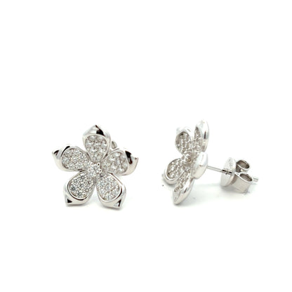 Pave Flower Earrings