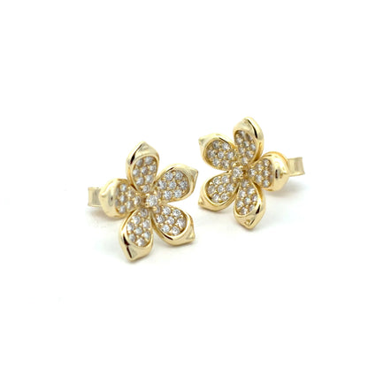 Pave Flower Earrings