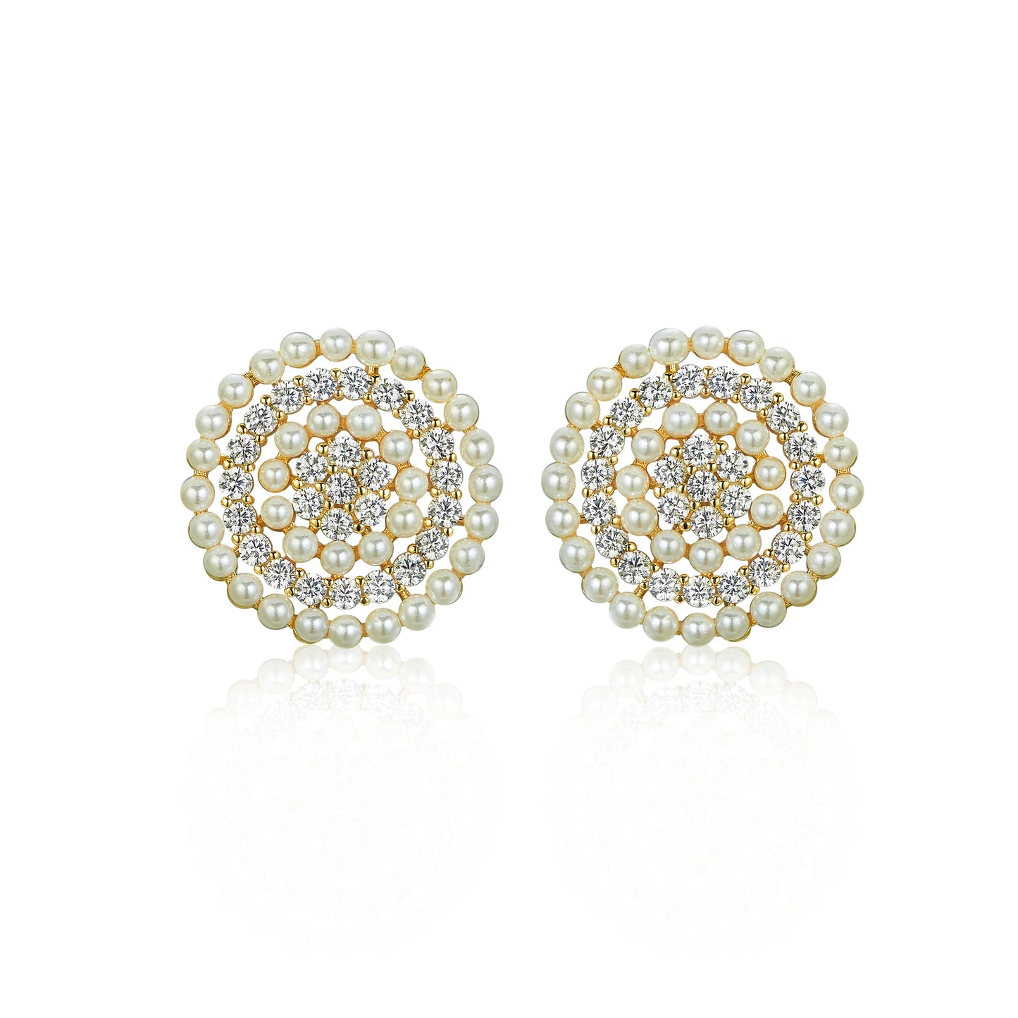Pearl circle cluster Earrings