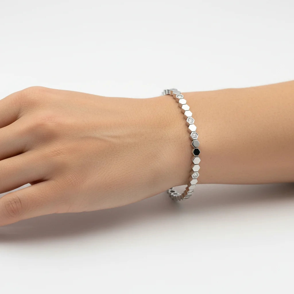 Moissanite Hexagon Tennis Bracelet