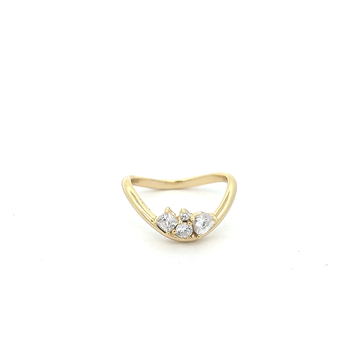 Gold Curved Cluster Ring