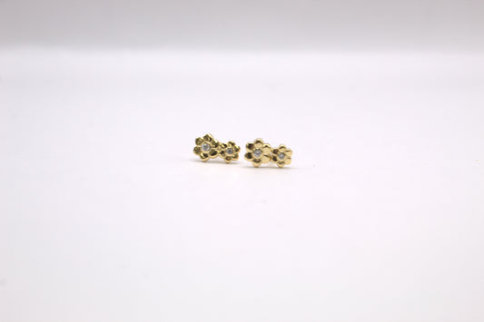 Kids Double Gold Flower Studs