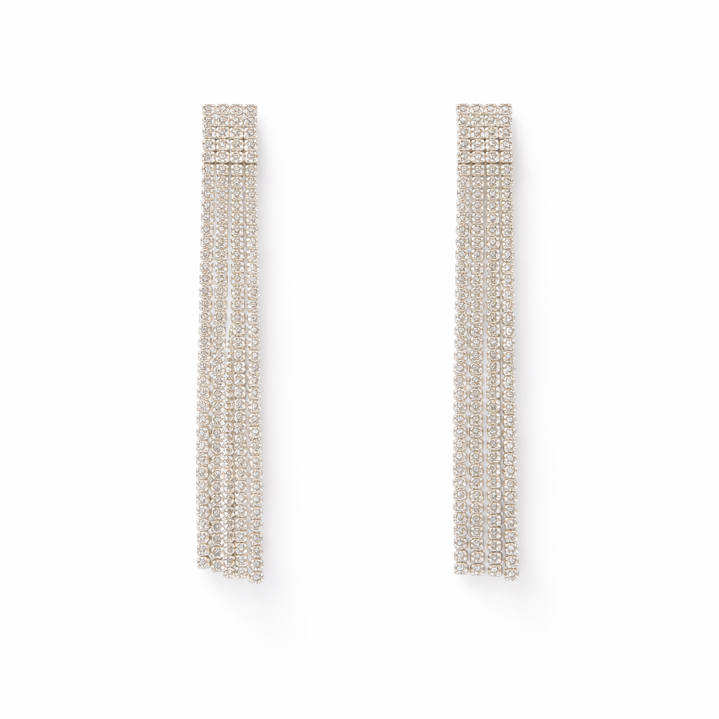 Four-Row Hanging Tennis Earrings